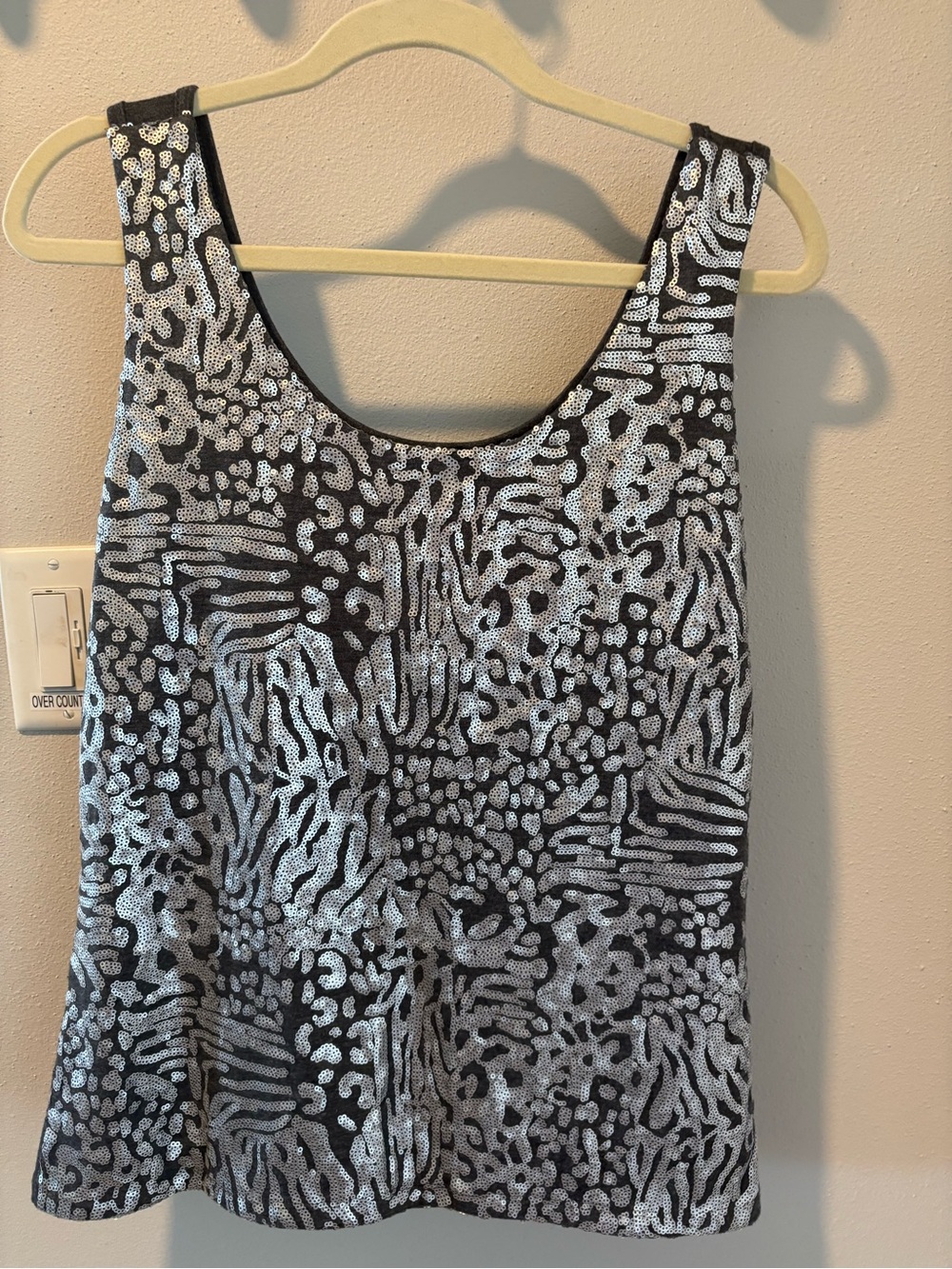 Grey and Silver Sequin Patterned Tank Top